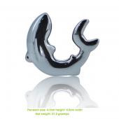 Hematite Whale 42x43mm Pendant